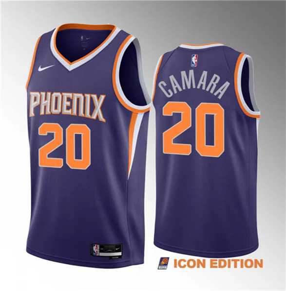 Mens Phoenix Suns #20 Toumani Camara Purple 2023 Draft Icon Edition Stitched Basketball Jersey Dzhi